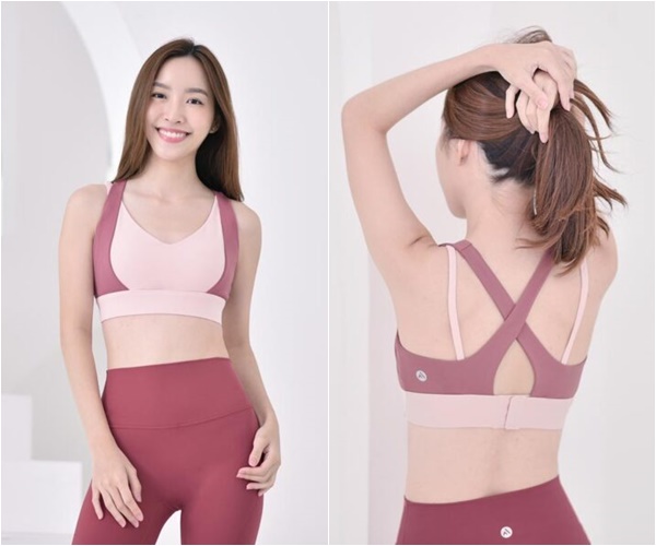 SHEIN Light Support Letter Tape Criss Cross Back Sports Bra